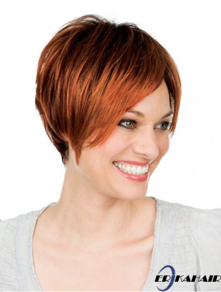 8 Zoll Auburn Short mit Pony Straight Great Lace Perücken