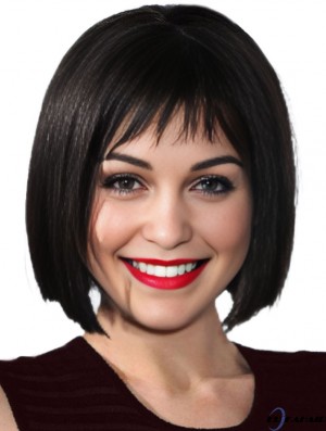 10 Zoll Frisuren Schwarz Kinn Länge Gerade Bobs  Perücken