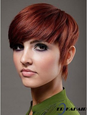 Boycuts Top Straight Red Kurzes Echthaar Perücken