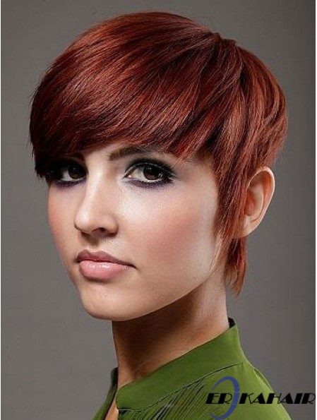 Boycuts Top Straight Red Kurzes Echthaar Perücken