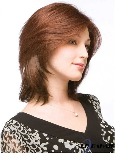 Auburn Schulterlänge Rabatt Straight Layered Lace Perücken