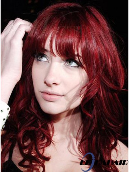 Capless With Bangs Long Curly 18 Zoll Red Günstigste Mode Perücken