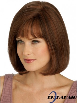 Echte Haare lange Bob Perücken mit Monofilament Straight Style Auburn Farbe