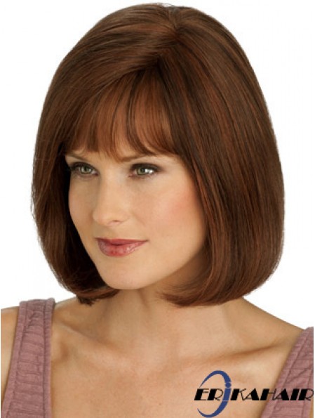 Echte Haare lange Bob Perücken mit Monofilament Straight Style Auburn Farbe
