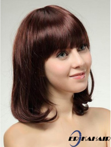 Schulterlange Bob Perücken mit Capless Remy Straight Style Auburn Farbe