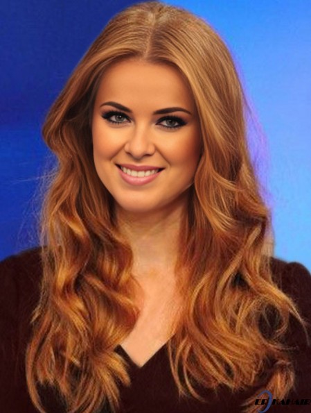 Lange gewellte 100% Echthaar Vollspitze Isla Fisher Perücken in Großbritannien