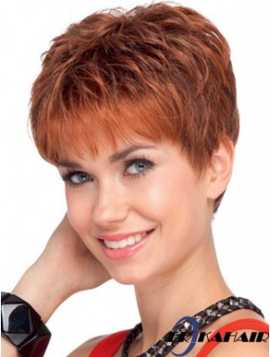 Red Wavy Cropped Boycuts Lace Front Günstige Perücke
