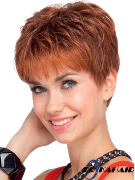 Red Wavy Cropped Boycuts Lace Front Günstige Perücke