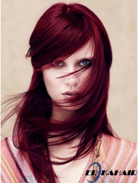 Gerade mit Pony Lace Front No-Fuss 18 Zoll Red Long Perücken