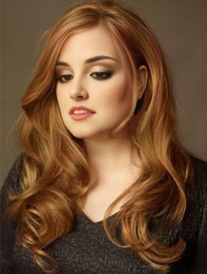 Ohne Pony Langes Kupfer Wellig 20 Zoll Schlankes Menschenhaar Adele Adkins Perücken