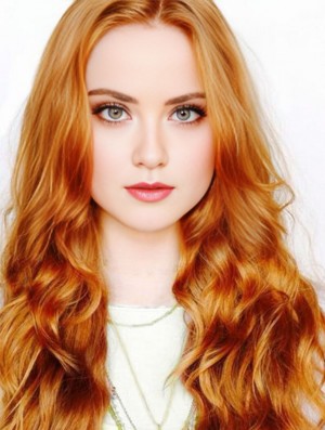 Ohne Pony Langes Kupfer Wellig 22 Zoll Geeignetes menschliches Haar Molly Quinn Perücken