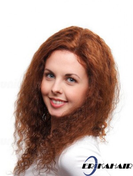 Curly Auburn Remy Human 100% handgebundene Mono Perücken