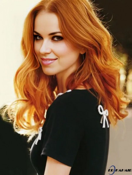 Ohne Pony Long Copper Wavy 18 Zoll Amazing Human Hair Nicole Kidman Perücken