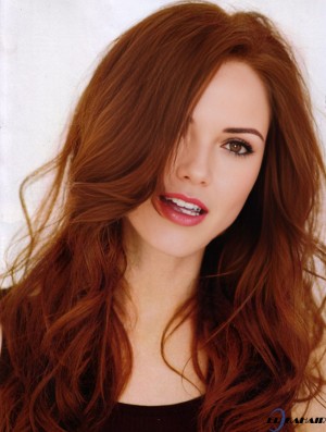 Ohne Pony Long Copper Wavy 20 Zoll Great Human Hair Julianne Moore Perücken