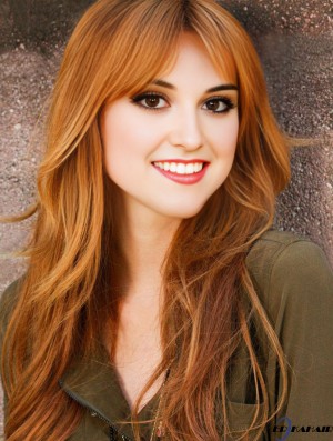 Mit Pony Long Copper Straight 24 Zoll gutes menschliches Haar Bella Thorne Perücken
