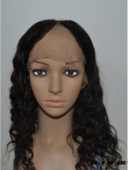 Online Black Long Curly U Teil Perücke