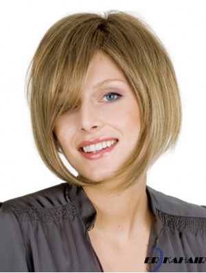 Kinnlänge Blond Moderne 10 Zoll gewellte Bob Perücken