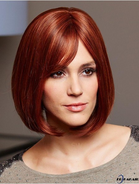 Echthaar Bob Cut Perücken 100% handgebunden Auburn Farbe
