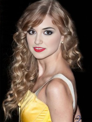  Perücken 100% handgebunden Remy Human Blonde Farbe