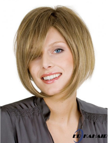 Blonde gerade Kinn Länge Bobs 100% handgebundene billige Perücken für Frauen