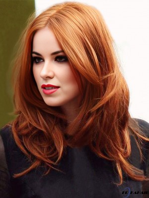 Ohne Pony Long Copper Wavy 16 Zoll Best Human Hair  Perücken
