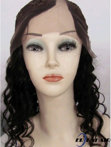 14 Zoll Lace Front Curly Black Gute U-Teil Perücken