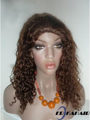 Brown Long Soft Curly ohne Pony Spitze Perücken