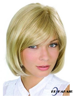 Kinnlänge Blond Hochwertige 10 Zoll gewellte Bob Perücken