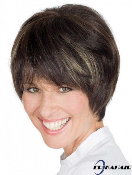 Stil 8 Zoll Brown Short Boycuts Straight Lace Perücken