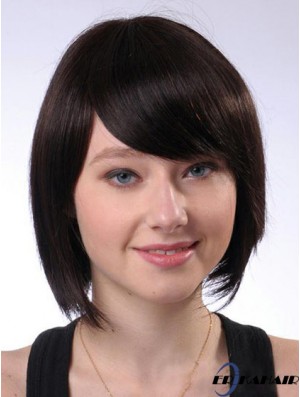 Bobs Best Straight Brown Kinn Länge Echthaar Perücken