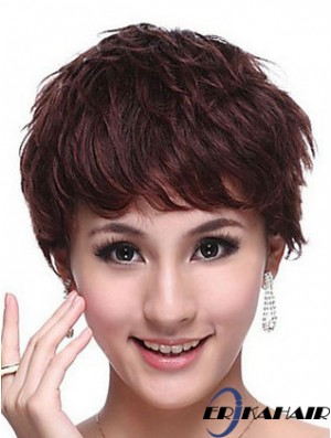 Capless Wavy Boycuts Cropped Trendy Echthaar Perücken