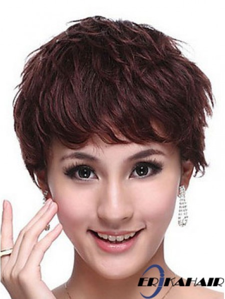 Capless Wavy Boycuts Cropped Trendy Echthaar Perücken