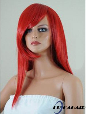 Gerade mit Pony Lace Front Erschwingliche 18 Zoll Red Long Perücken