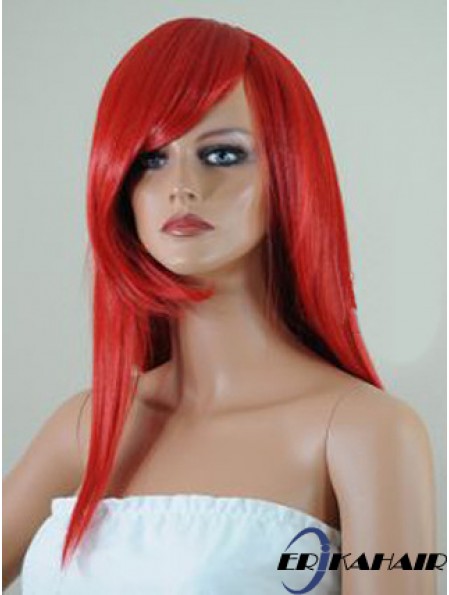 Gerade mit Pony Lace Front Erschwingliche 18 Zoll Red Long Perücken