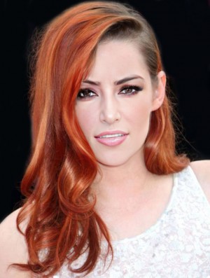 Ohne Pony Long Copper Wavy 18 Zoll stilvolles Menschenhaar Kristen Stewart Perücken