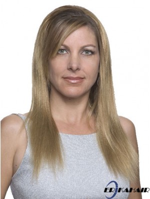 Gerade 100% handgebundene blonde neue lange Perücken