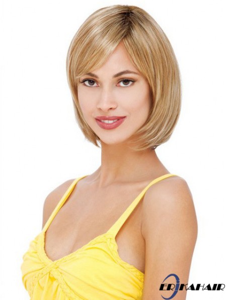 Kurze bis mittlere Bob Perücken mit Spitze vorne Blonde Farbe Straight Style