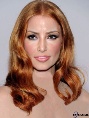 Ohne Pony Langes Kupfer Wellig 18 Zoll Günstigstes Menschenhaar Jessica Chastain Perücken