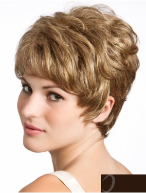 Welliges 8 Zoll blondes Boycuts menschliches Haar zum Verkauf