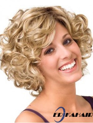 Curly Blonde Layered 10 Zoll Kaufen Sie Echthaar Perücken