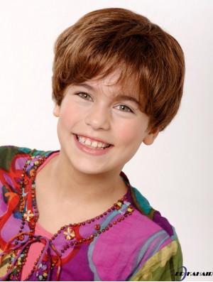 100% handgebundene 8 Zoll gerade kurze Boycuts Auburn Remy Echthaar Perücken für Kinder