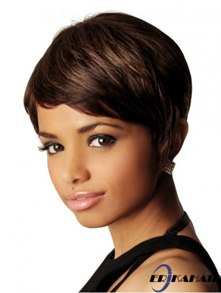 Afroamerikaner Echthaar Perücken Straight Style Kurzer Bobs Cut