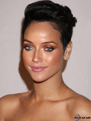 Indische Remy Lace Front Boycuts gerade schwarze kurz geschnittene  Perücken UK