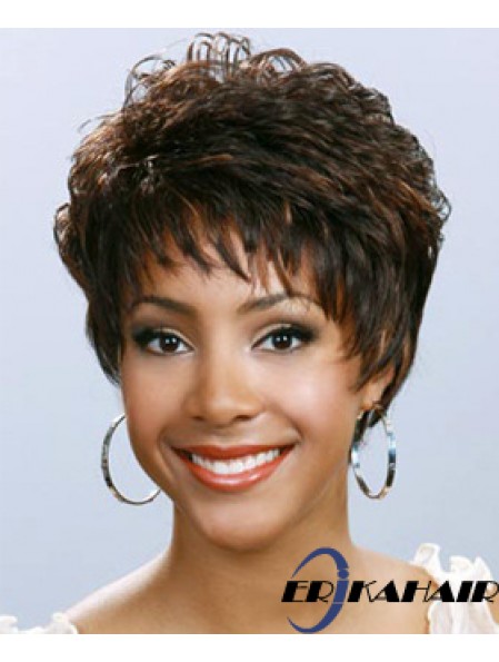 Kurze Brown Wavy Boycuts Günstige Afroamerikaner Perücken