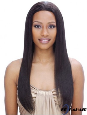 24  inchSchwarz lang ohne Pony Yaki Incredible Lace Perücken