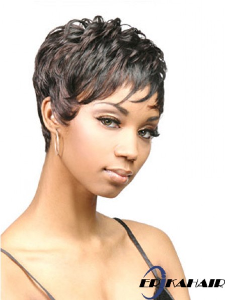 Cropped Black Wavy Boycuts Rabatt Afroamerikaner Perücken