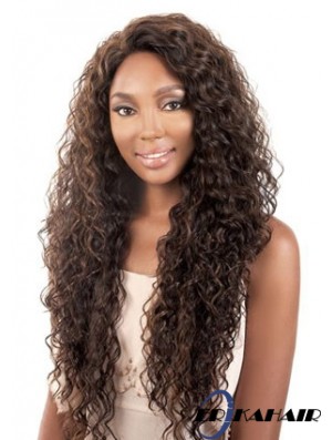 Long Brown Kinky ohne Pony Langlebige Afroamerikaner Perücken