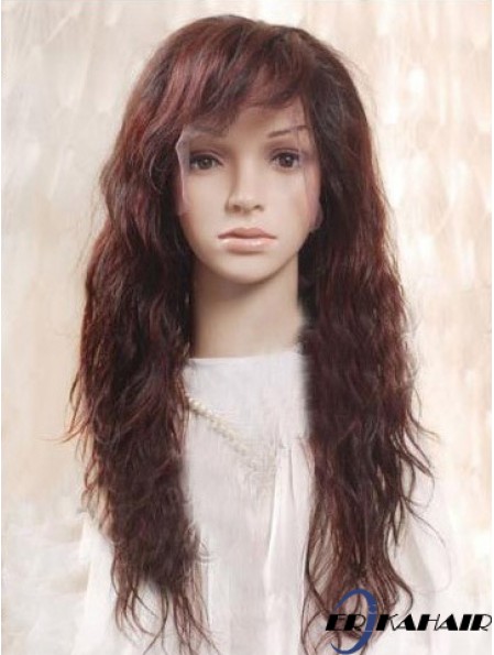 Auburn 100% handgebundene geschichtete gewellte Remy Human Long Mono Perücken