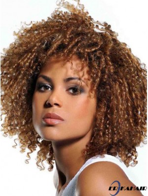 Perücken Menschenhaar Afroamerikaner Blonde Farbe Mit Pony Verworrenen Stil
