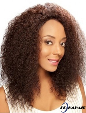 14 Zoll braune Schulterlänge ohne Pony Curly Sleek Lace Perücken